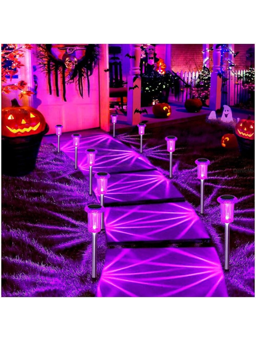 10 Pack Purple Solar Halloween Lights Outdoor Yard Waterproof Halloween Decor